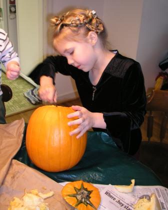 Preparing the pumpkins