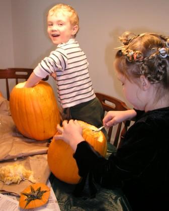 Thomas liked to scoop out the seeds!