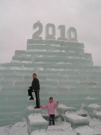 Inside the Ice Castle at Saranac Lake
