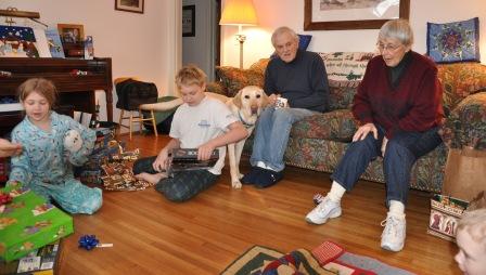 Christmas morning with Grumpy and Grammy