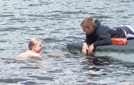 talking with the swim examiner