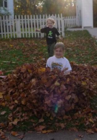 Favorite Fall Past time - leaf jumping!