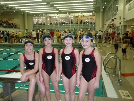 Bethan and girls in Ron's group at an RIT meet