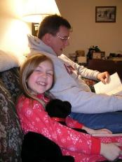 Bethan enjoys being read to too.