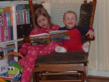 Ron took these photos of Bethan reading to Thomas