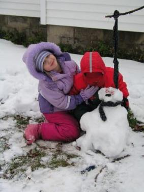 Bethan built the snow pup.