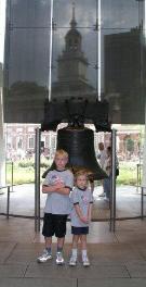 The Liberty Bell with Independence Hall in the background