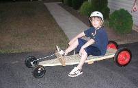 Ironing board turned go-cart