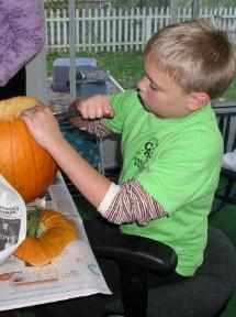 Jeffery carves his own pumpkin this year
