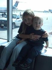 Bethan and Thomas at the airport