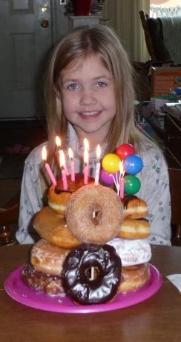 Bethan celebrates her 8th birthday with a donut cake!