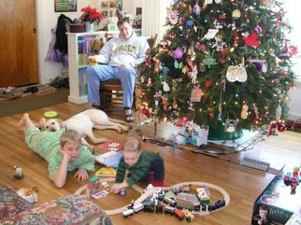 The boys on Christmas morning