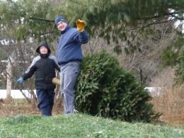 Bringing our tree to the van