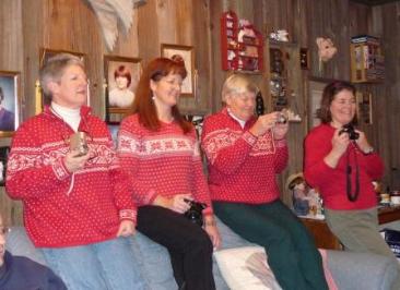 Taking a photo before gift exchange
