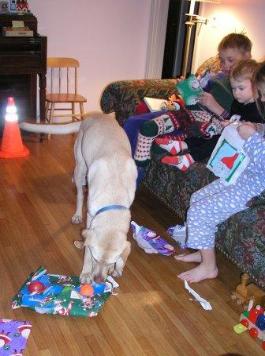 Jake opens his own gift