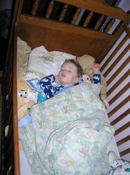 Thomas without his crib tent!