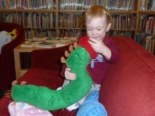 Thomas visits with his friend the caterpillar