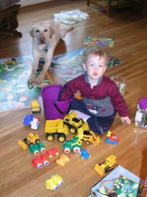 Trains away...trucks and puzzles out.