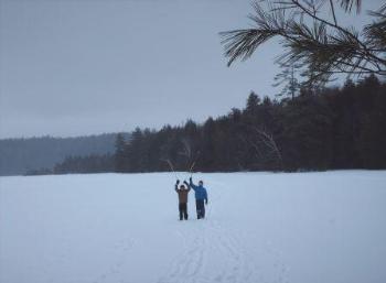 Joe and Jeffery on iced over Lake Placid