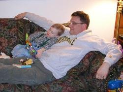 Thomas reads to Daddy
