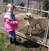 Bethan says hello to Little Jake's dad, Cranberry Jake.