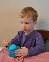This blue egg says THOMAS