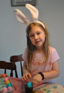 Bethan Bunny coloring eggs
