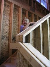 kid labor - sanding the handrails