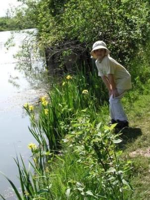 Bethan posing with the Yellow Iris