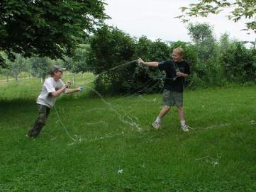 Joe and Jeffery enjoy the silly string.