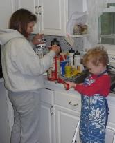 Thomas helps measure for cookies