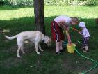 Thomas gets his siblings wet!