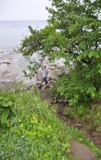 Jeffery checking out the lake behind Scales Hall