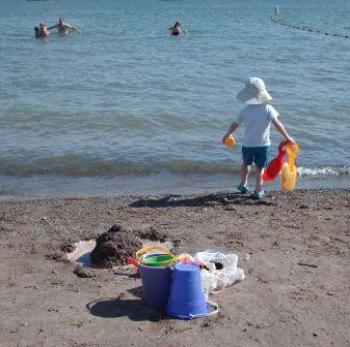 Notice Ron and kids out in the water