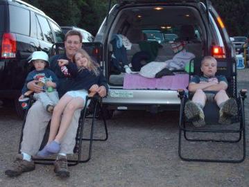 At the Silver Lake Drive-In in Perry waiting for Harry Potter and Up.