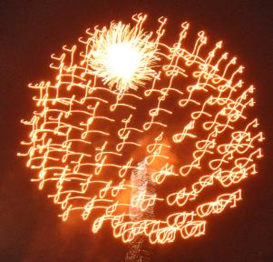 Laura's initial in fireworks!