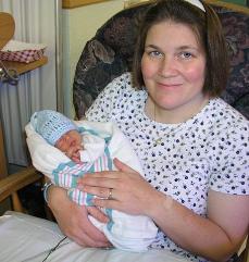 Laura with Thomas at 11 days
