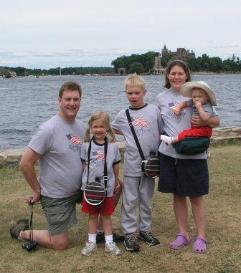 The Ouimettes in Alexandria Bay with Boldt Castle view