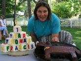 Laura baked 2 cakes for the picnic/party - Morgan is 112 in dog years!