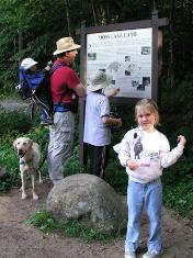 The boys check the map (and Moss Lake history).