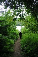 Thomas heads down our camp trail to the lake