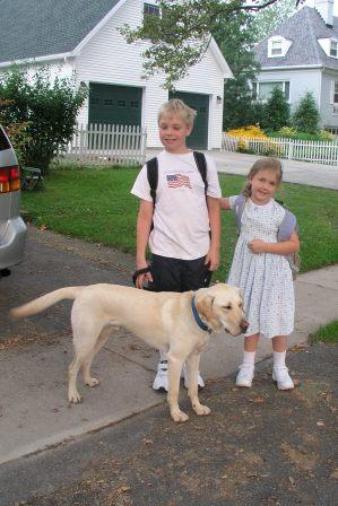 Waiting for the bus on the first day of school