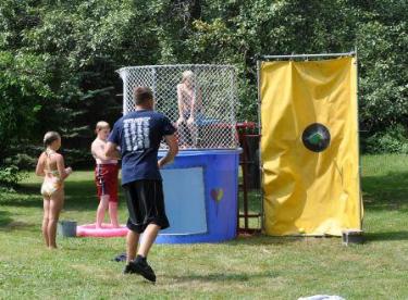 Out back with the dunk tank