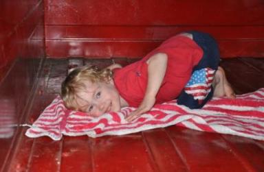 Thomas selects his sleeping quarters