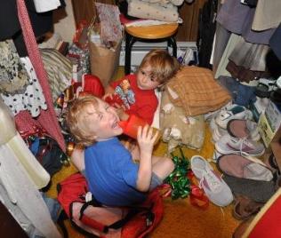 Thomas and Brooks discover Grandma's closet!