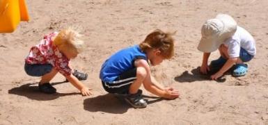 Sand at the base of the slide