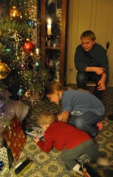 Look! Gifts under the tree.