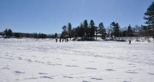On Mirror Lake looking toward the toboggan slide
