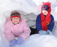 Enjoying the snow sculpture