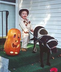 Jeffery in his Halloween costume with his MORGAN HORSE